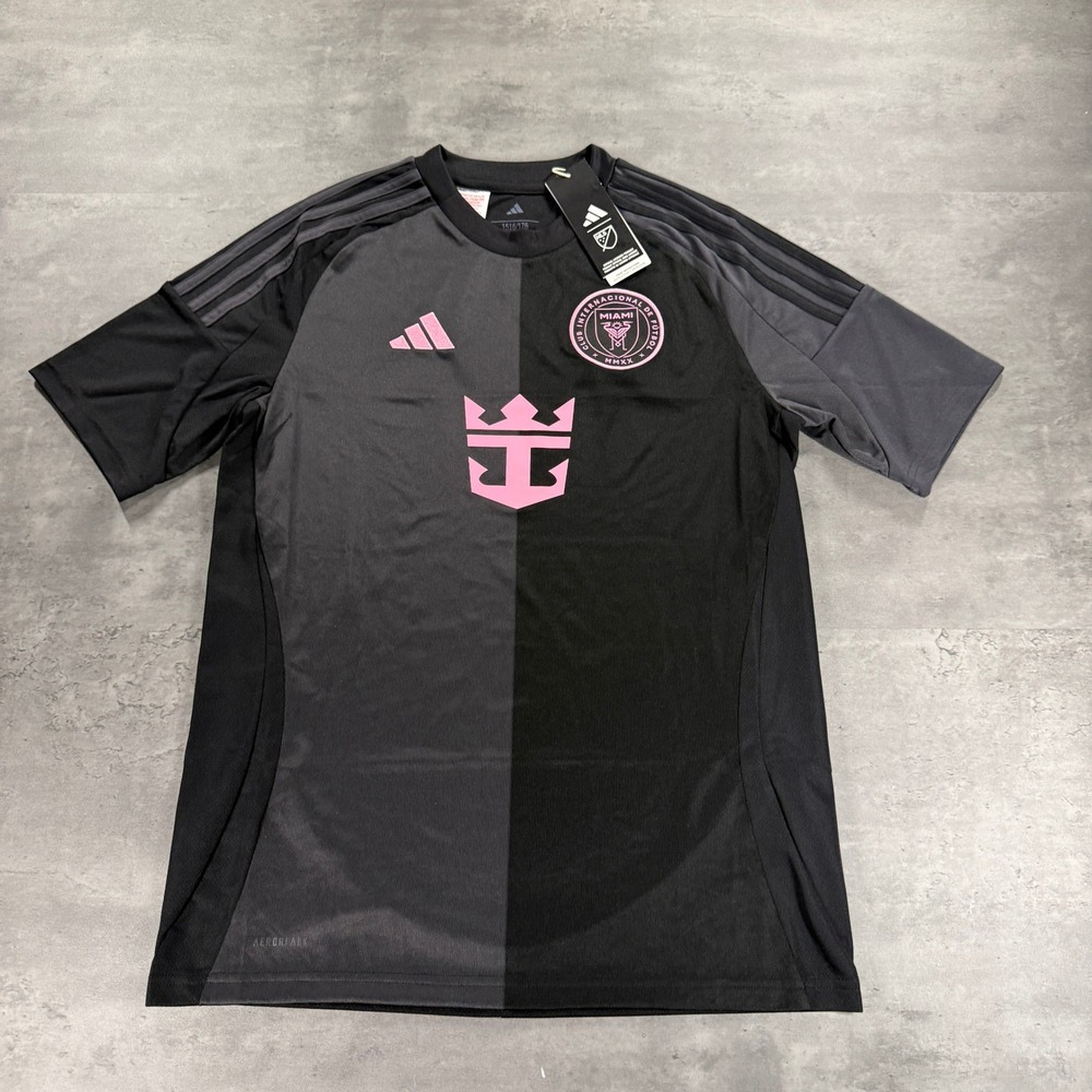 Inter Miami CF Adidas T-Shirt Youth XL Black Pink MLS Soccer Royal Caribbean NEW